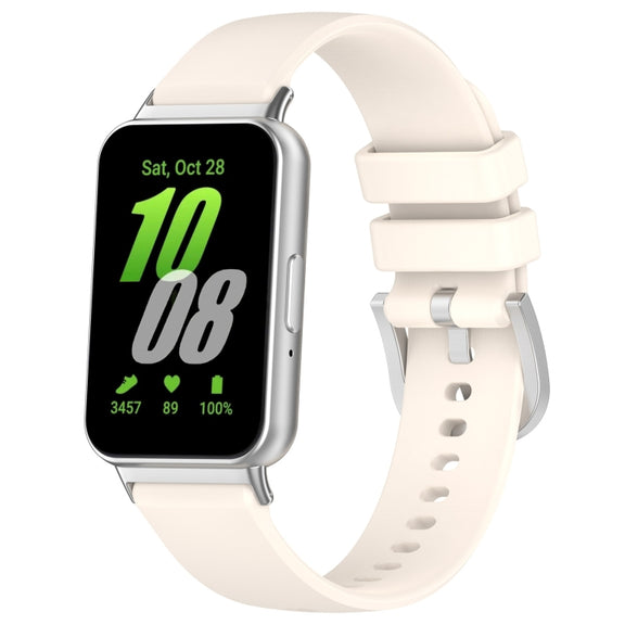 For Samsung Galaxy Fit 3 SM-R390 Metal Connector Liquid Glossy Silicone Watch Band(Starlight)