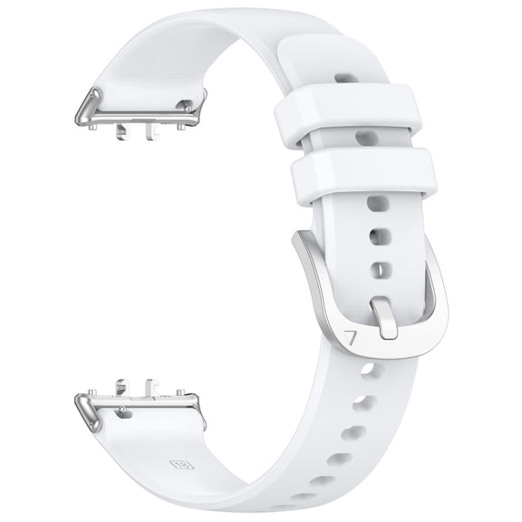 For Samsung Galaxy Fit 3 SM-R390 Metal Connector Liquid Glossy Silicone Watch Band(White)