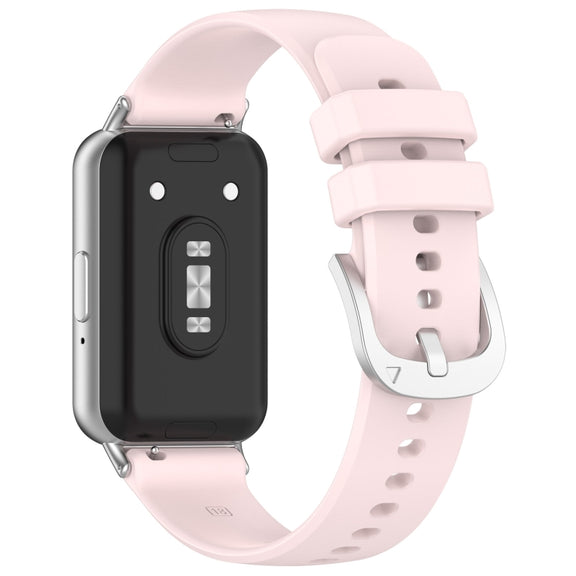 For Samsung Galaxy Fit 3 SM-R390 Metal Connector Liquid Glossy Silicone Watch Band(Light Pink)