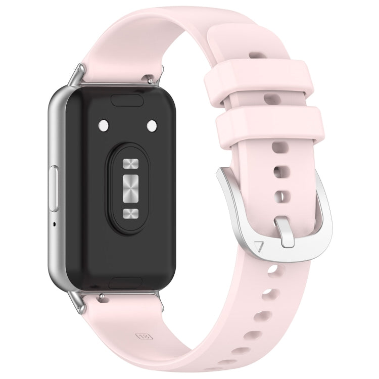 For Samsung Galaxy Fit 3 SM-R390 Metal Connector Liquid Glossy Silicone Watch Band(Light Pink)