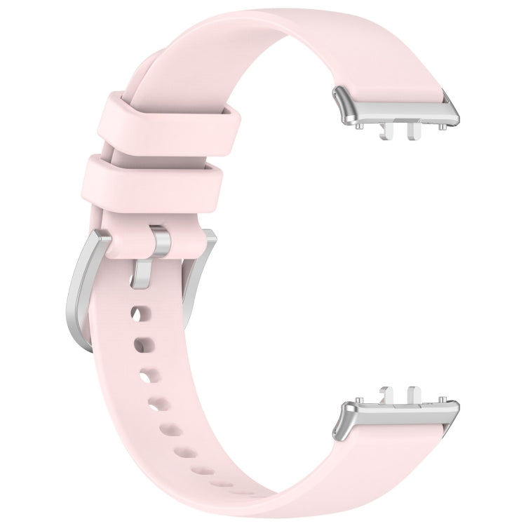 For Samsung Galaxy Fit 3 SM-R390 Metal Connector Liquid Glossy Silicone Watch Band(Light Pink)