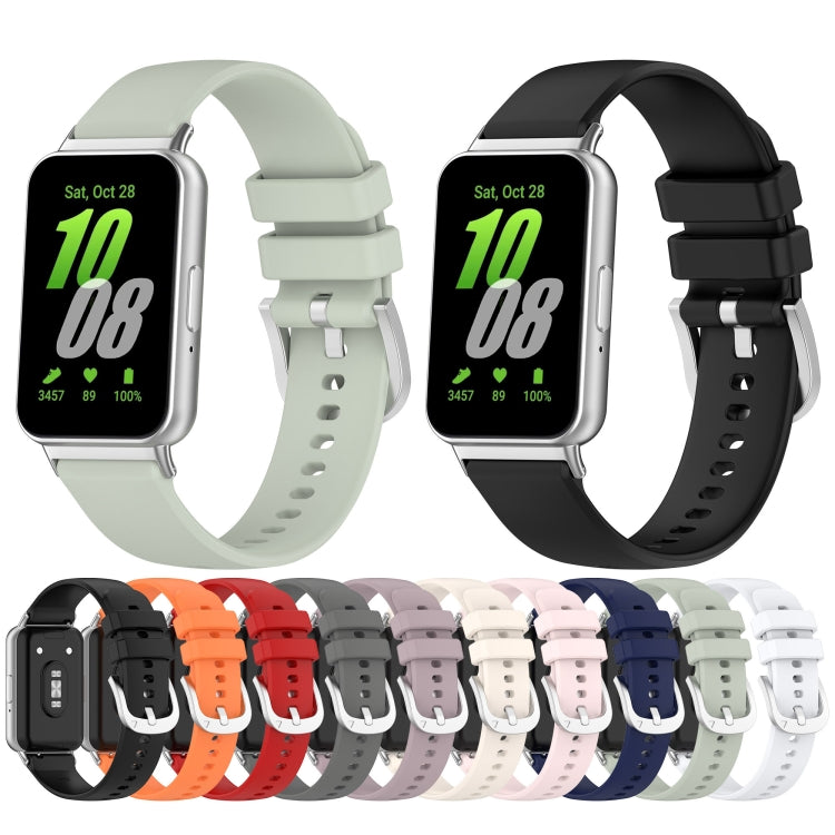 For Samsung Galaxy Fit 3 SM-R390 Metal Connector Liquid Glossy Silicone Watch Band(White)