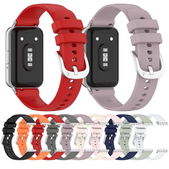 For Samsung Galaxy Fit 3 SM-R390 Metal Connector Liquid Glossy Silicone Watch Band(White)