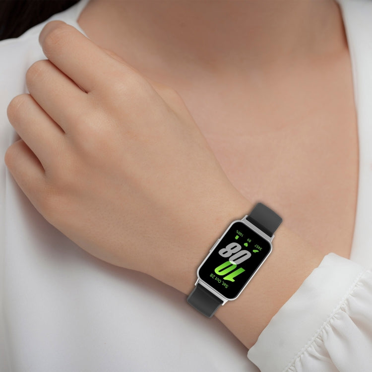 For Samsung Galaxy Fit 3 SM-R390 Metal Connector Liquid Glossy Silicone Watch Band(White)