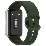 For Samsung Galaxy Fit 3 SM-R390 Solid Color Buckle Silicone Watch Band(Dark Green)