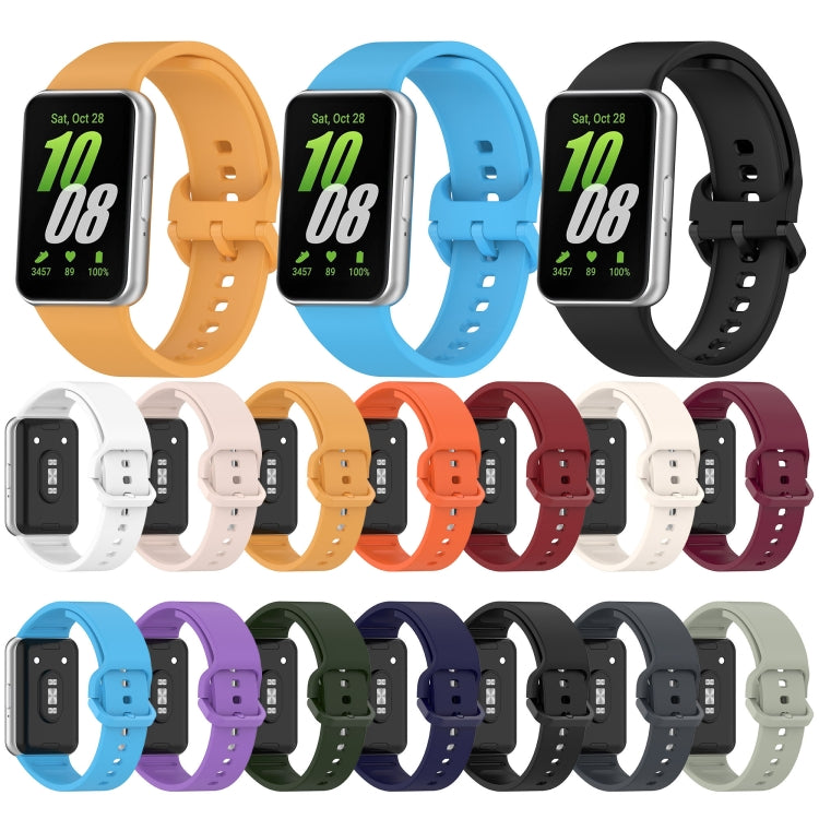For Samsung Galaxy Fit 3 SM-R390 Solid Color Buckle Silicone Watch Band(White)