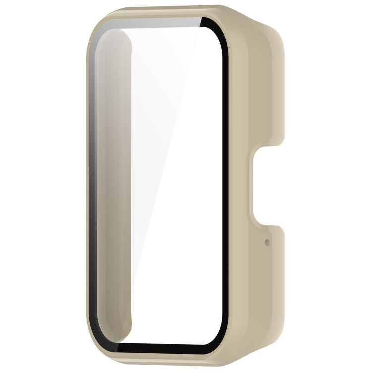 For Samsung Galaxy Fit 3 SM-R390 PC + Tempered Glass Film Integrated Watch Protective Case(Ivory White)