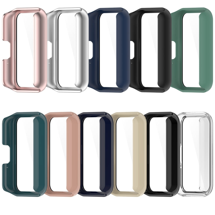 For Samsung Galaxy Fit 3 SM-R390 PC + Tempered Glass Film Integrated Watch Protective Case(Ivory White)