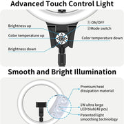 JMARY FM-12R Photography LED Fill Light 12-inch Video Recording Ring Light(US Plug)