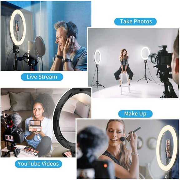 JMARY FM-12R Photography LED Fill Light 12-inch Video Recording Ring Light(EU Plug)