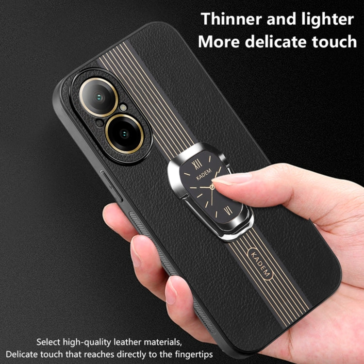 For Realme C67 4G Magnetic Litchi Leather Back Phone Case with Holder(Orange)