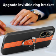For Realme C67 4G Magnetic Litchi Leather Back Phone Case with Holder(Orange)
