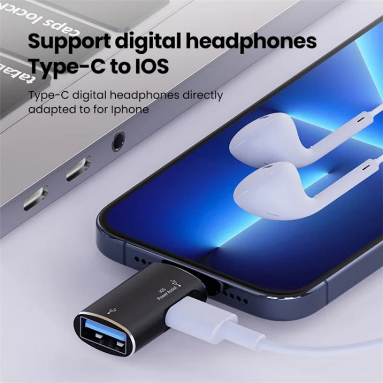 JS-103 8 Pin Male to USB+Type-C Female OTG Adapter(Silver)