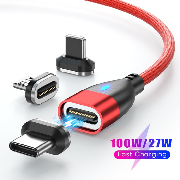 ENKAY 3 in 1 PD100W Type-C to Type-C / 8 Pin / Micro USB Magnetic Fast Charging Cable, Cable Length:1.8m(Red)