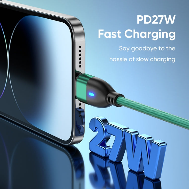 ENKAY 3 in 1 PD100W Type-C to Type-C / 8 Pin / Micro USB Magnetic Fast Charging Cable, Cable Length:1m(Green)