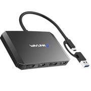 WAVLINK WL-UG69DH2 Dual Monitor USB+Type-C to Dual 4K HD DisplayPort Adapter Splitter(Silver)