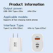 PD30W USB-C / Type-C + 8 Pin + USB-A Reverse Charger Suitable for iPhone Series(UK Plug)
