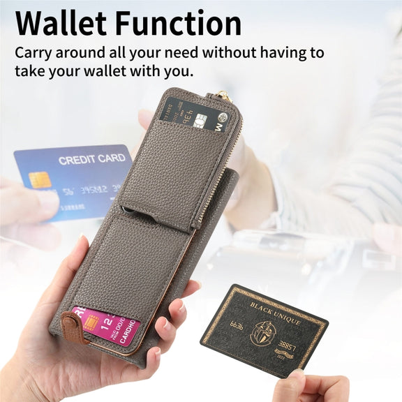 For Samsung Galaxy S24 Ultra 5G Litchi Leather Oil Edge Ring Zipper Wallet Back Phone Case(Grey)