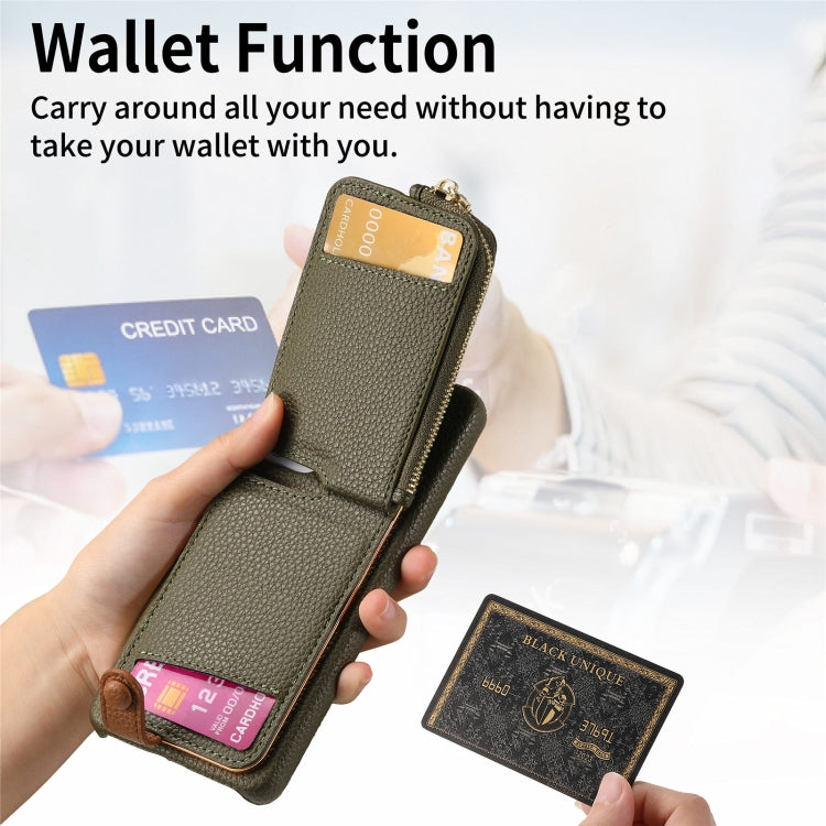 For Samsung Galaxy S24+ 5G Litchi Leather Oil Edge Ring Zipper Wallet Back Phone Case(Green)