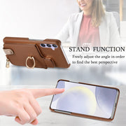 For Samsung Galaxy S24+ 5G Litchi Leather Oil Edge Ring Zipper Wallet Back Phone Case(Brown)