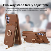 For Samsung Galaxy S24+ 5G Litchi Leather Oil Edge Ring Zipper Wallet Back Phone Case(Brown)