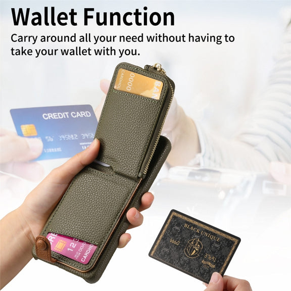 For Samsung Galaxy S24 5G Litchi Leather Oil Edge Ring Zipper Wallet Back Phone Case(Green)