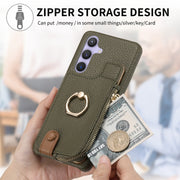 For Samsung Galaxy S24 5G Litchi Leather Oil Edge Ring Zipper Wallet Back Phone Case(Green)