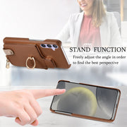 For Samsung Galaxy S24 5G Litchi Leather Oil Edge Ring Zipper Wallet Back Phone Case(Brown)