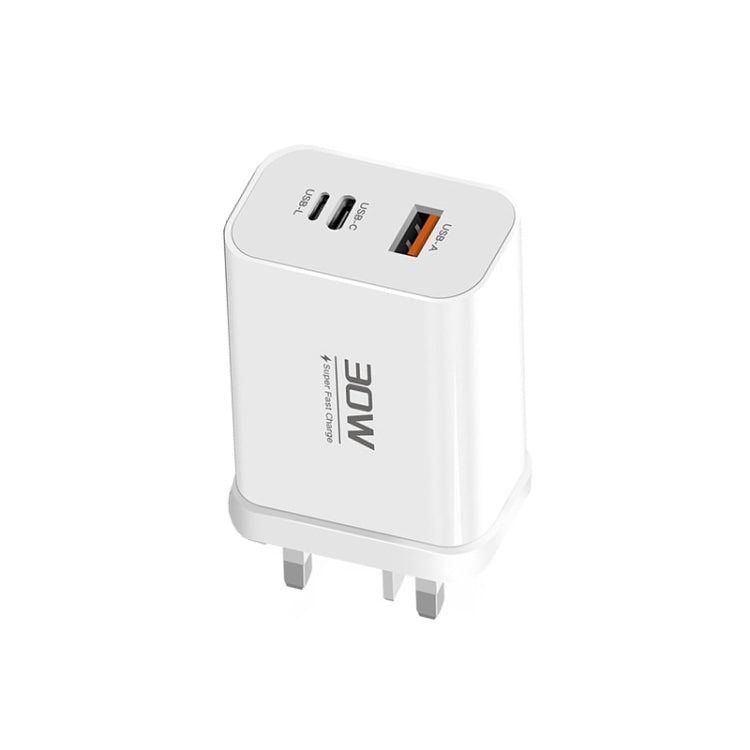PD30W USB-C / Type-C + 8 Pin + USB Charger with Type-C to 8 Pin Date Cable(UK Plug)