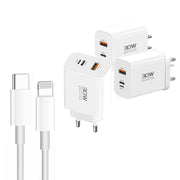 PD30W USB-C / Type-C + 8 Pin + USB Charger with Type-C to 8 Pin Date Cable(US Plug)