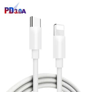 PD30W USB-C / Type-C + 8 Pin + USB Charger with Type-C to 8 Pin Date Cable(US Plug)
