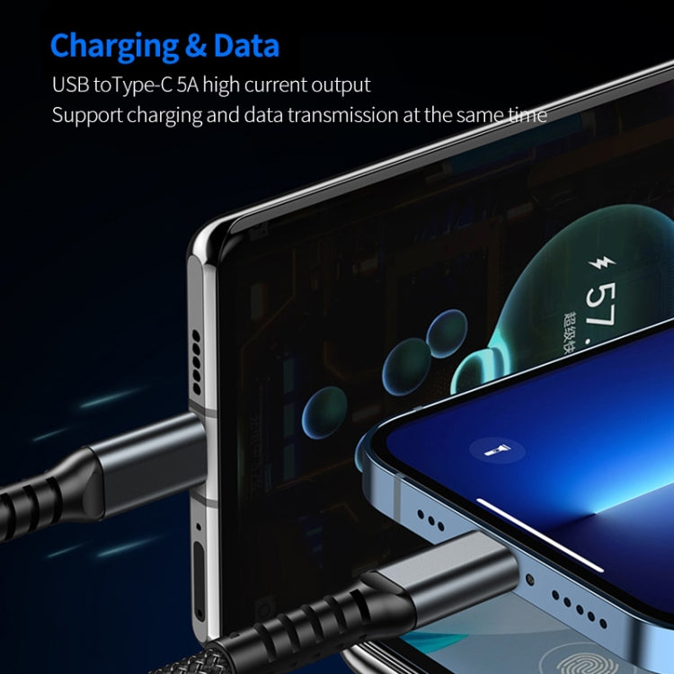 ENKAY 3-in-1 5A USB to Type-C / 8 Pin / Micro USB Fast Charging Cable with Indicator Light, Length: 1.2m