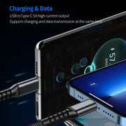 ENKAY 3-in-1 5A USB to Type-C / 8 Pin / Micro USB Fast Charging Cable with Indicator Light, Length: 1.2m