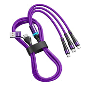 ENKAY 6-in-1 5A USB + Type-C to Type-C / 8 Pin / Micro USB Multifunction Fast Charging Cable, Cable Length:1.3m(Purple)