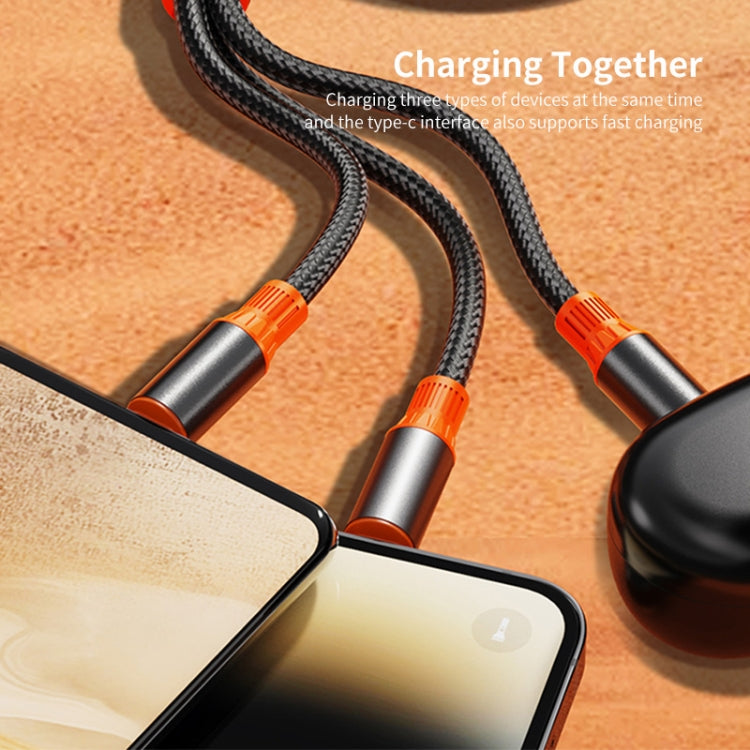 ENKAY 6-in-1 5A USB + Type-C to Type-C / 8 Pin / Micro USB Multifunction Fast Charging Cable, Length:1.2m(Black Orange)
