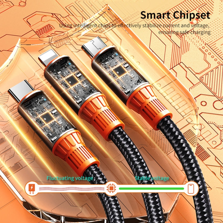 ENKAY 6-in-1 5A USB + Type-C to Type-C / 8 Pin / Micro USB Multifunction Fast Charging Cable, Length:1.2m(Black Orange)