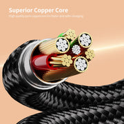 ENKAY 6-in-1 5A USB + Type-C to Type-C / 8 Pin / Micro USB Multifunction Fast Charging Cable, Length:1.2m(Black Orange)