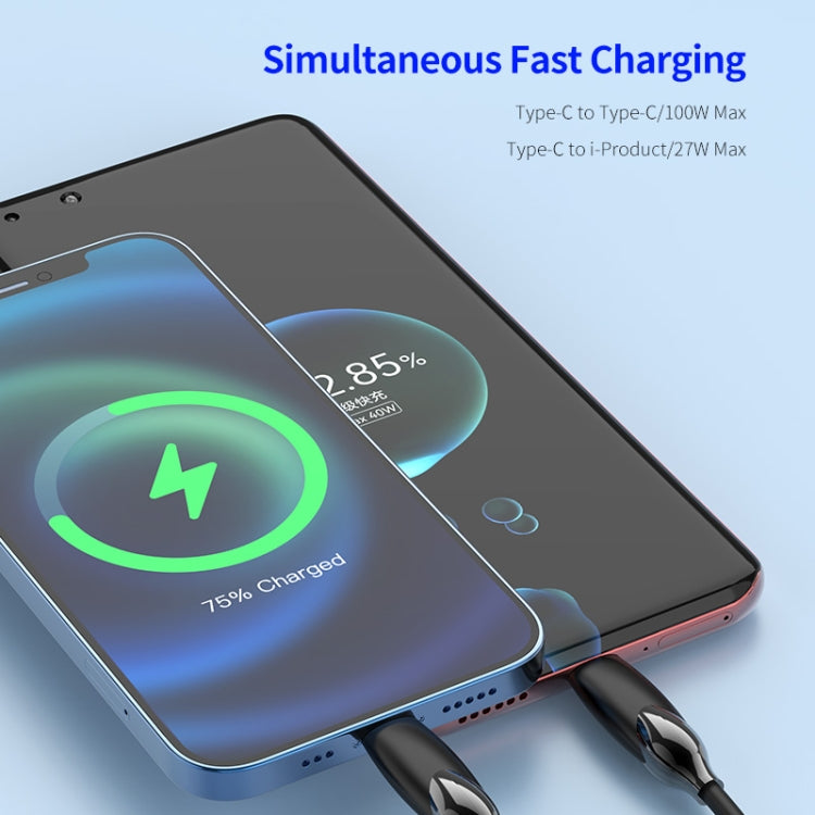 ENKAY PD100W 2-in-1 Type-C to Type-C / 8 Pin Fast Charging Cable with E-Marker, Cable Length:1.2m
