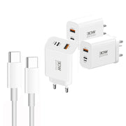 PD30W USB-C / Type-C + 8 Pin + USB Charger with Double Headed Type-C Data Cable(US Plug)