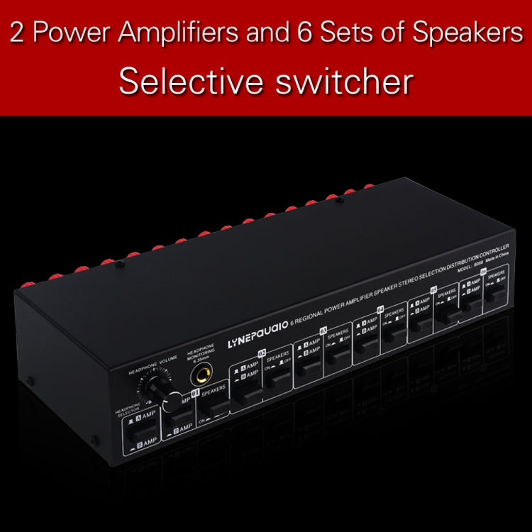 B06 82 In 6 Out Power Amplifier Speaker Selector 6 Region Stereo Speaker Switcher