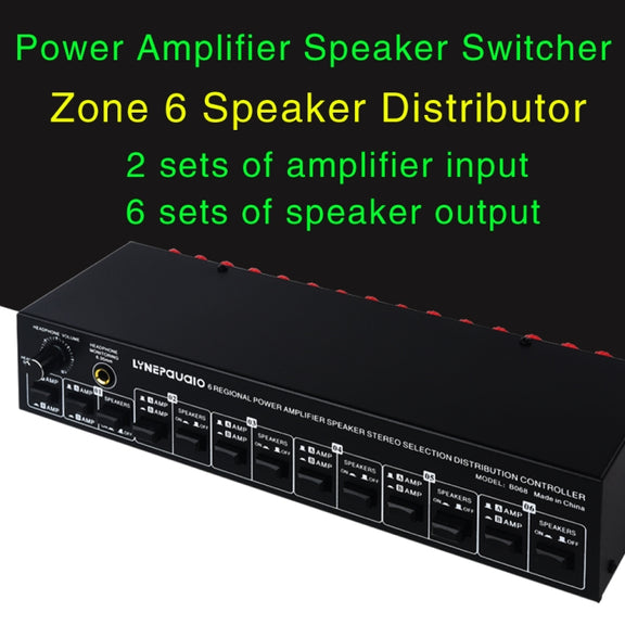 B06 82 In 6 Out Power Amplifier Speaker Selector 6 Region Stereo Speaker Switcher