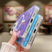For iPhone 15 Shell Texture Multicolor MagSafe TPU Phone Case(Peacock Blue)
