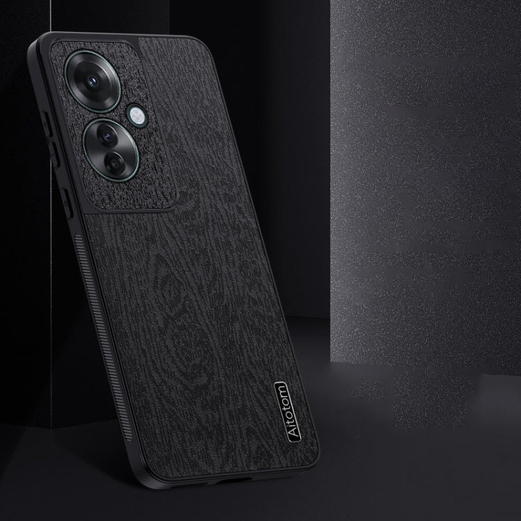 For OPPO Reno11 F Tree Bark Leather Shockproof Phone Case(Black)