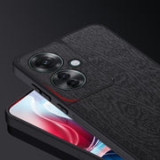 For OPPO Reno11 F Tree Bark Leather Shockproof Phone Case(Black)