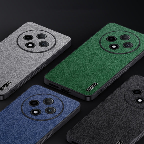 For OPPO A3 Pro Tree Bark Leather Shockproof Phone Case(Black)