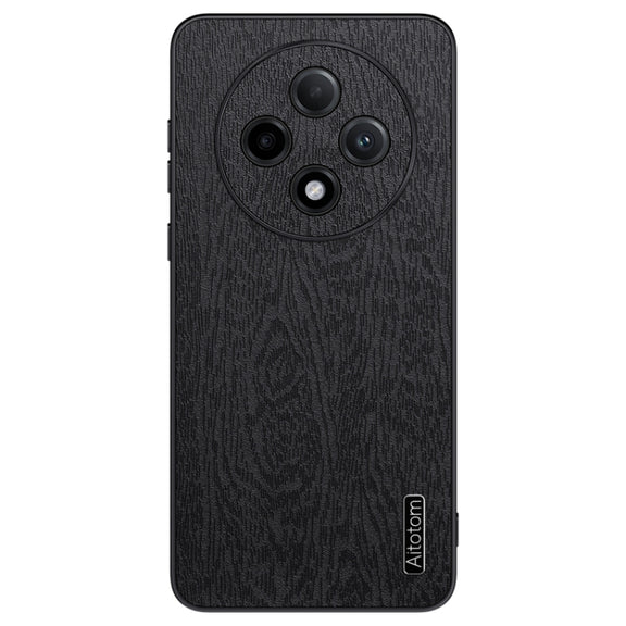 For OPPO A3 Pro Tree Bark Leather Shockproof Phone Case(Black)