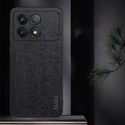 For Xiaomi Redmi K70 Tree Bark Leather Shockproof Phone Case(Black)