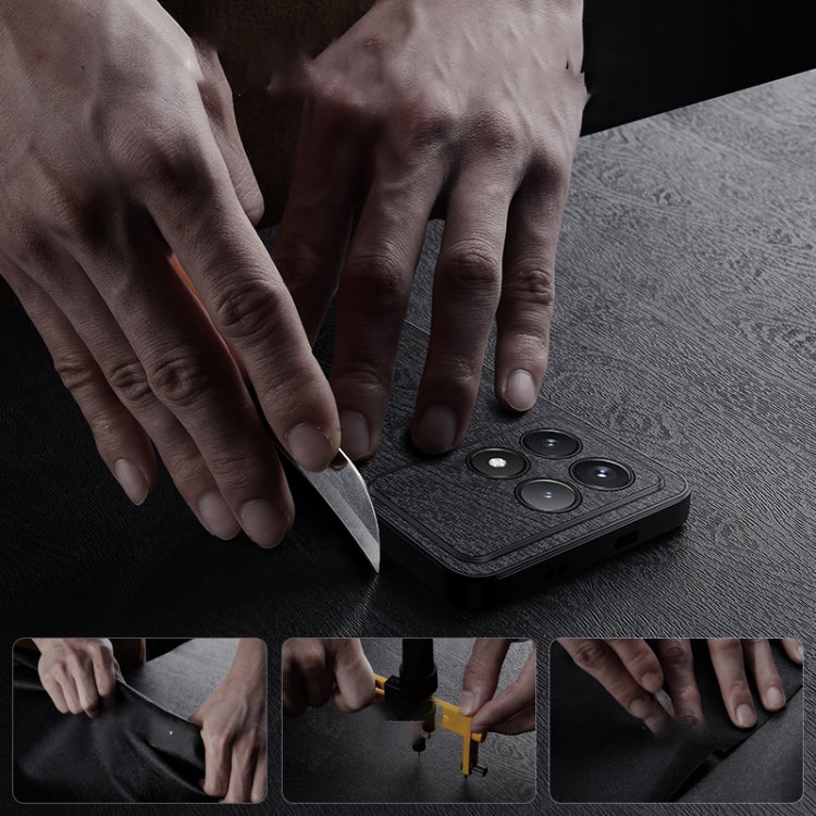 For Xiaomi Redmi K70 Tree Bark Leather Shockproof Phone Case(Black)