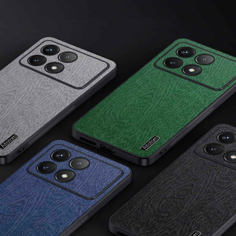 For Xiaomi Redmi K70 Tree Bark Leather Shockproof Phone Case(Grey)