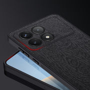 For Xiaomi Redmi K70 Tree Bark Leather Shockproof Phone Case(Grey)